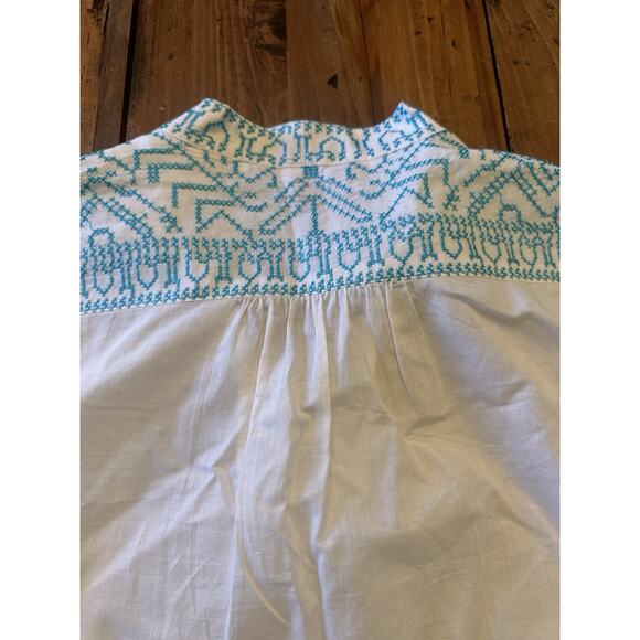 Gretchen Scott Tunic Top Size Small Embroidered Blouse Shirt Coastal Boho - Picture 12 of 16
